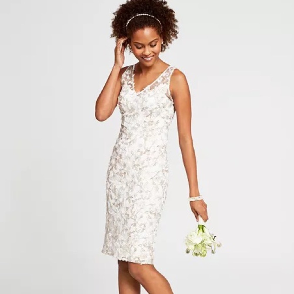 Adrianna Pappell Floral Embroidered Sheath Dress